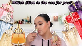 MUGLER ALIEN PERFUME LINE REVIEW  REVIEWING ALL THE ALIEN FLANKERS I HAVE TRIED [upl. by Tnomed]