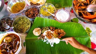 Sri Lankan Tamil Food  BANANA LEAF MEAL and Lagoon Crabs in Trincomalee Sri Lanka [upl. by Rieth]