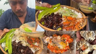 Best crab soup recipe in Naga style  crispy fried grasshoppers  Naga foods [upl. by Aleehs]