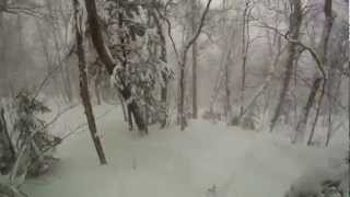 Skiing the top of Goat and the Woods off of Goat Trail at Stowe Mountain Resort on a Powder Day [upl. by Eirrak773]