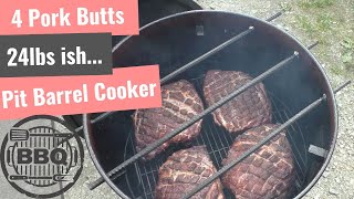 Cooking 4 Pork Butts In The Pit Barrel [upl. by Litnahs]