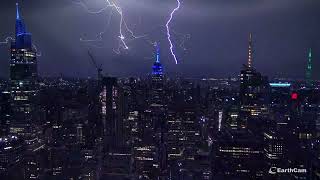 Lightning Strikes New York City Skyline [upl. by Anela]