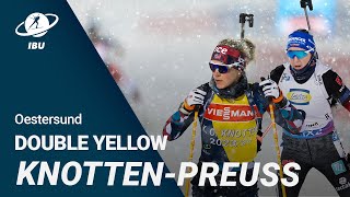 World Cup 2324 Oestersund Knotten and Preuss share maiden yellow bib [upl. by Horner]