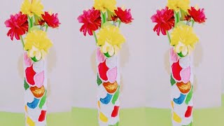 Flower Vase From Wast Material Pringles Box Craft Best Out Fo The Waste Pringles Box Flower [upl. by Drofla232]