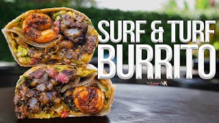 The Best Surf and Turf Burrito Steak amp Shrimp  SAM THE COOKING GUY 4K [upl. by Lekkim]