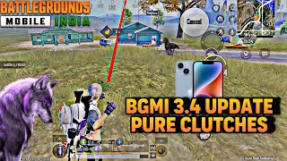 Bgmi 34 update unstoppable clutches  pure 1 v4  iPhone 14 IOS 18 update gameplay [upl. by Nylkcaj724]