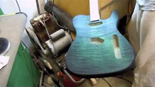 Green Bursting a Flame Top Tele Guitar project Faux Finishing luthier work [upl. by Divad759]