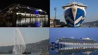 4K  Majestic Princess maiden voyage show at Trieste Italy  FireworkTyphon Show [upl. by Wehttam]