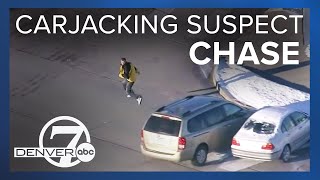 RAW VIDEO Entire high speed chase of carjacking suspect through Denver metro area [upl. by Hilten]