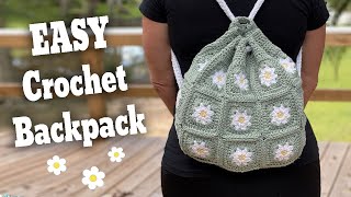 How to Make an Easy Drawstring Backpack in Crochet [upl. by Darwin]