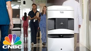 Aethon Tug Hospital Robot  CNBC [upl. by Aicela]