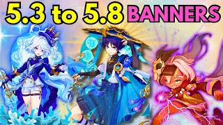 BANNER LEAKS FROM 53 TO 58  WANDERER amp FURINA RERUN525354555657 amp 58GENSHIN IMPACT [upl. by Asecnarf]