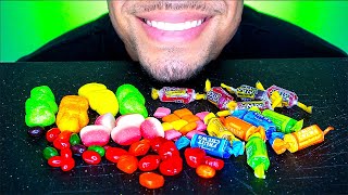 ASMR EATING CANDY MUKBANG JERRY FOOD TREATS PARTY AIRHEADS BITES BARS FRUIT ROLL UPS FILLED ROPES [upl. by Sirdna536]