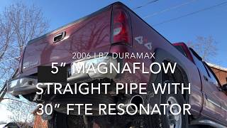 LBZ Duramax Straight Pipe with 30quot FTE Resonator [upl. by Damek38]