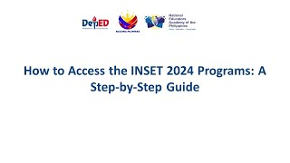 How to Access the INSET 2024 Programs A step by Step Guide [upl. by Flavio]