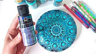 Easy Beginner Tutorial FolkArt Dragonfly Glaze  quotOcean Wavesquot Color Palette  Dot Art Mandala [upl. by Dnomyar665]