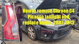 How to remove Citroen C4 Picasso taillights and replace bulbs  20072013 [upl. by Edette]