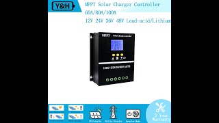 YampH MPPT Solar Charge Controller 12V 24V 36V 48V LCD Display Max 100V Dual USB for LeadacidLithium [upl. by Acino]