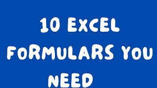 10 Most important Excel Formular [upl. by Bertelli520]