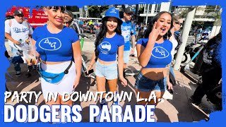 Spearmint Rhino Strippers Invade Los Angeles Dodgers Parade and Crazy Shenanigans [upl. by Aretina395]