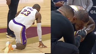 LBJ ALMOST PASSED OUT amp GOES DOWN IN MIDDLE OF COURT STOPS PLAYING COMPLETELY [upl. by Nauquf]