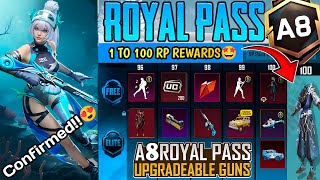 BGMI A8 ROYAL PASS 1 TO 100 RP REWARDS 🥶 A8 ROYAL PASS LEAKS PUBG MOBILEBGMI ROYAL PASS A8 REWARDS [upl. by Repinuj603]