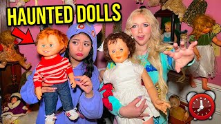 24 HOURS OVERNIGHT IN A HAUNTED DOLL HOTEL ROOM terrifying [upl. by Orfield]