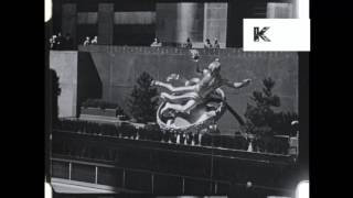 Late 1950s New York Rockefeller Centre Ice Rink HD [upl. by Eetsirk]