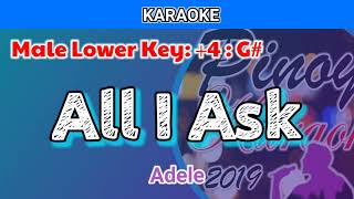 All I Ask by Adele Karaoke  Male Lower Key  4  G [upl. by Zarger]