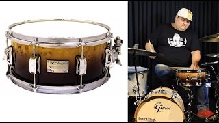 Caixa Odery Eyedentity Exotic Maple Mappa Burl 13x6quot snare sound check [upl. by Woodie]