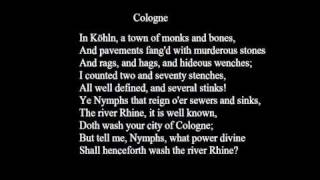 Samuel Taylor Coleridge  Poem Cologne [upl. by Aikemit]