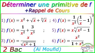 Fonctions Primitives  Calcul de Primitives  2 Bac  Exercice 7 [upl. by Ilene]