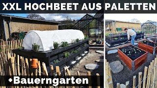 Hochbeet aus Paletten selber bauen mit Anlegen  Befüllen  Bepflanzen  Bauerngarten gestalten [upl. by Maury501]