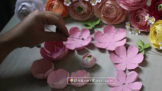 Cardstock Ranunculus flower tutorial and template [upl. by Amend]