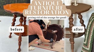 Refinishing An Antique Tiger Oak Side Table Easy DIY Furniture Transformation [upl. by Aleinad945]