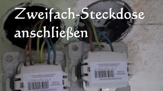 Doppelsteckdose anschließen einbauen  zweifach Steckdose anschließen anklemmen installieren Montage [upl. by Gustin]