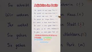 Deklination der Adjektive deutsch deutschlernen dativ deutschonline german learngerman shorts [upl. by Ellehsar]