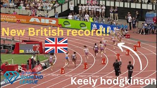 Keely Hodgkinson smashes British RECORD in the 800m 3 weeks before paris2024 London Diamond League [upl. by Crudden]