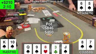 Flopping a Straight Flush Draw at Capitol Casino poker vlog 193 [upl. by Alexa]