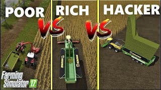 Farming Simulator 17  POOR vs RICH vs HACKER  SILAGE MAKING COMPARISON [upl. by Cordey106]