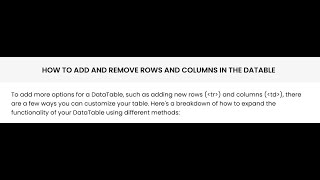 quotAdding and Removing Rows and Columns in DataTable A StepbyStep Guidequot [upl. by Caryl578]