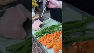 Easy healthyish sheet pan dinner low calorie and high protein with veggies [upl. by Mccreary129]