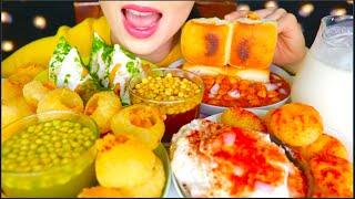 ASMR PANI PURI PAV BHAJI SAMOSA ALOO TIKKI CHAAT CHANNA MASALA INDIAN STREET FOOD 咀嚼音  먹방 [upl. by Suirtimid]