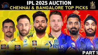 IPL 2025 AUCTION  CSK amp RCB Auction Strategy  CSK amp RCB Target Players  CSK Top Picks  Part 1 [upl. by Neri539]