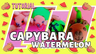 Como hacer un Capybara Watermelon con Foami  Tutorial Paso a Paso diy craft clay clayart [upl. by Ahsatan]