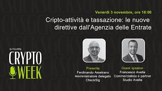 CryptoWeek 141 con Francesco Avella 3 novembre 2023 [upl. by Holsworth244]