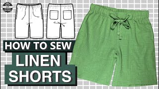 LINEN PANTS Shorts for Men DIY  Sewing Steps  PDF Patterns Boutique Sew Along [upl. by Ailefo]