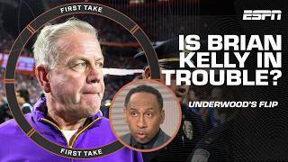 Stephen A Brian Kelly is in a world of trouble at LSU after Bryce Underwoods flip  First Take [upl. by Jedthus]