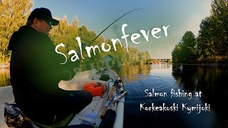 EngSub Lohen Soutukalastusta Kymijoen Korkeakoskella  Salmon Boat fishing Korkeakoski Kymi river [upl. by Kcirdehs]