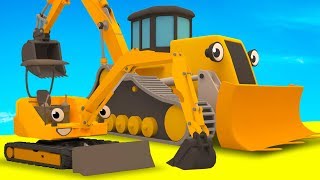 Diggers Tractor Excavator Garbage Truck amp Muddy Construction Vehicles For Kids  Geckos Garage [upl. by Aerua671]